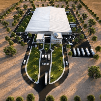 Vue architecturale du futur parc agro-industriel SM10 AGRO à Bambali