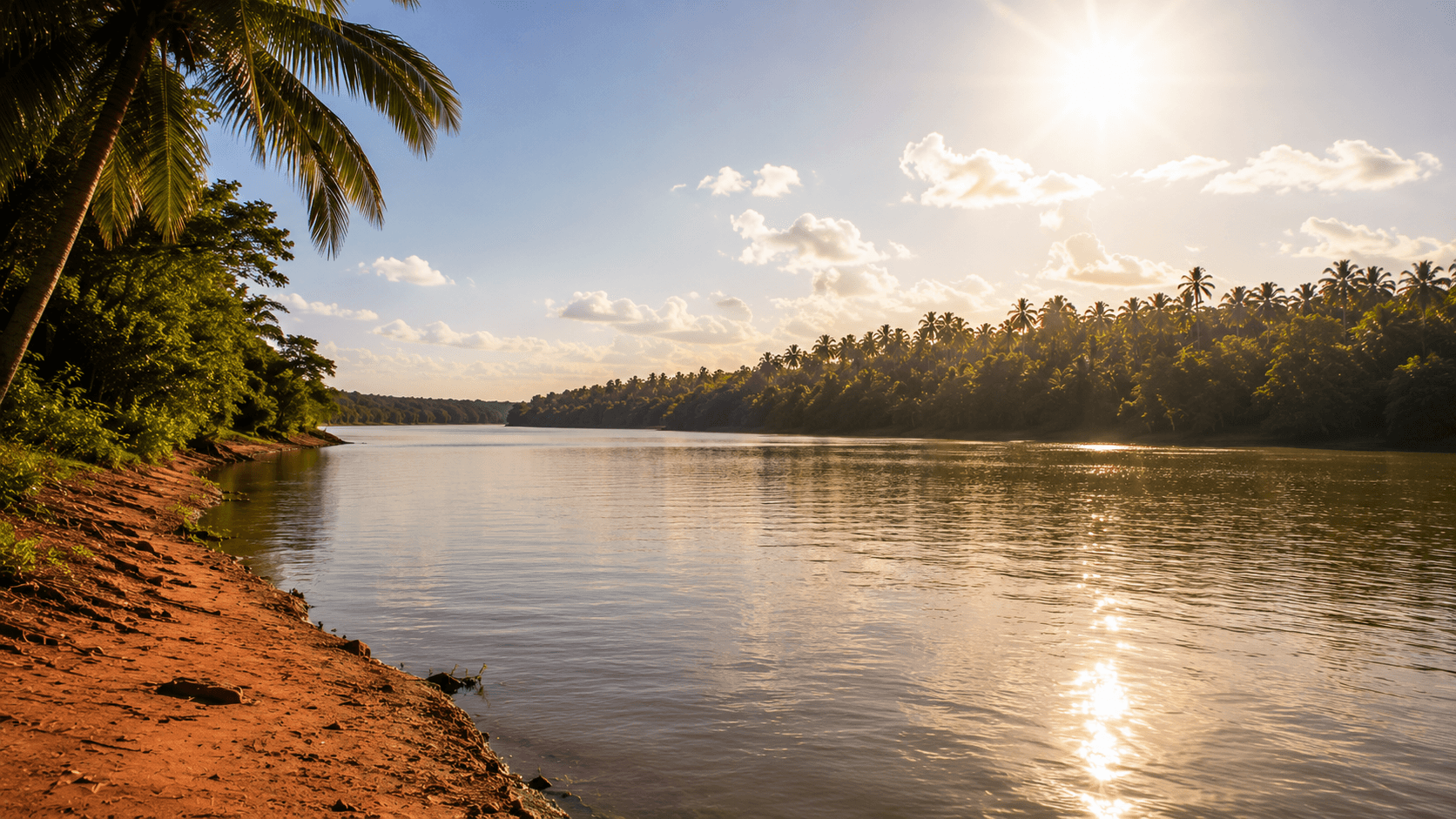 Le fleuve Casamance au coucher du soleil, près de Bambali